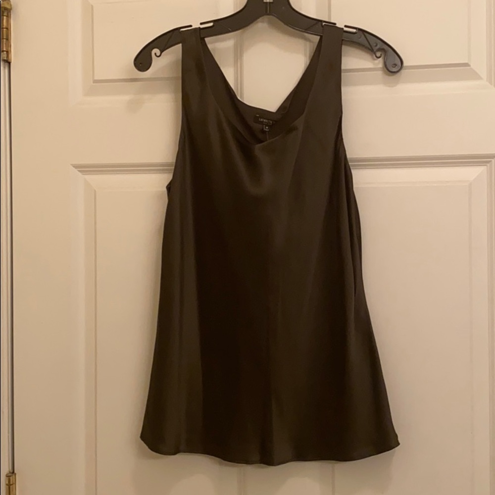 NWT Silk Lafayette 148 Gray/Olive Sleeveless Top